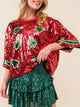 Sequin Round Neck Half Sleeve Top Burgundy