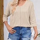 Lovelet Textured Round Neck Three-Quarter Sleeve Blouse