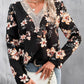 Printed V-Neck Long Sleeve Blouse