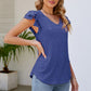 Smocked Flutter Sleeve V-Neck Top