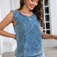 Acid Wash Round Neck Denim Tank