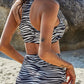 Zebra Print Two-pieces Sports Tank Swimsuit