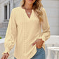 Notched Flounce Sleeve Eyelet Top