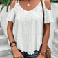 Eyelet Cold Shoulder Short Sleeve Blouse