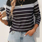 Perfee Striped Round Neck Long Sleeve T-Shirt