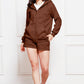 Zip Up Drawstring Hoodie and Shorts Set