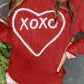 XOXO Heart Round Neck Dropped Shoulder Sweatshirt