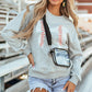 Bow Graphic Round Neck Long Sleeve Sweatshirt