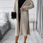 Side Slit Ribbed Open Front Cardigan