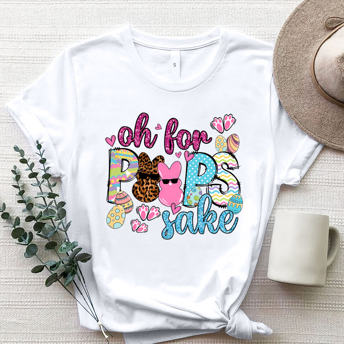 OH FOR PEEPS SAKE Round Neck T-Shirt White