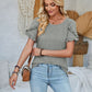 Frill Round Neck Petal Sleeve Blouse