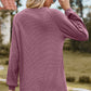 Eyelet Round Neck Long Sleeve T-Shirt