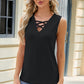 Eyelet Crisscross V-Neck Tank