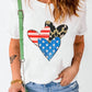 Heart Round Neck Short Sleeve T-Shirt