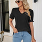 Eyelet Flounce Sleeve Scalloped V-Neck Top