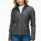 YMI Faux Layered Double-Zipper Jacket with Fuzzy Hood