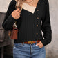 Perfee Asymmetrical Neck Decorative Button Top