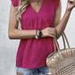 Ruffled V-Neck Cap Sleeve Blouse