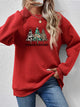 Graphic Round Neck Dropped Shoulder Sweatshirt Deep Red