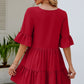 Tied Flounce Sleeve Mini Dress