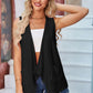 Eyelet Open Front Sleeveless Cardigan