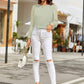 Round Neck Balloon Sleeve Blouse