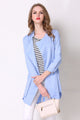 Full Size Open Front Longline Trench Coat Light Blue