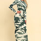 Printed Backless Long Sleeve Maxi Dress