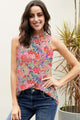 Floral Mock Neck Tank Top Multicolor
