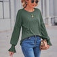 Round Neck Flounce Sleeve Blouse