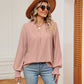 Notched Neck Flounce Sleeve Blouse