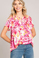 Cotton Bleu by Nu Label Abstract Print Short Sleeve Top Pink