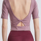 Cutout Backless Round Neck Active T-Shirt