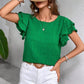 Round Neck Flounce Sleeve Blouse