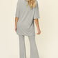 Double Take Full Size Round Neck Drop Shoulder T-Shirt and Flare Pants Set