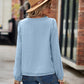 Swiss Dot V-Neck Long Sleeve Blouse