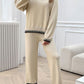 Round Neck Dropped Shoulder Top and Pants Sweater Set