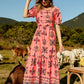 Floral Ruched Puff Sleeve Tiered Maxi Dress