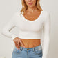 Round Neck Long Sleeve Cropped T-Shirt