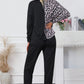 Leopard Round Neck Top and Drawstring Pants Lounge Set