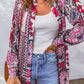 Printed Button Up Long Sleeve Cardigan