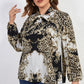 Honey Melo Apparel Plus Size Printed Tie Neck Long Sleeve Blouse