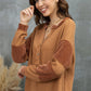 Notched Neck Waffle-Knit Blouse