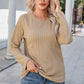 Round Neck Raglan Sleeve Ribbed Blouse