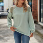 Round Neck Dropped Shoulder Eyelet Top