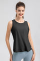 Wide Strap Round Neck Active Tank Black