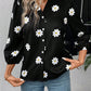 Daisy Notched Three-Quarter Sleeve Shirt