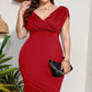 Plus Size Ruched V-Neck Dress