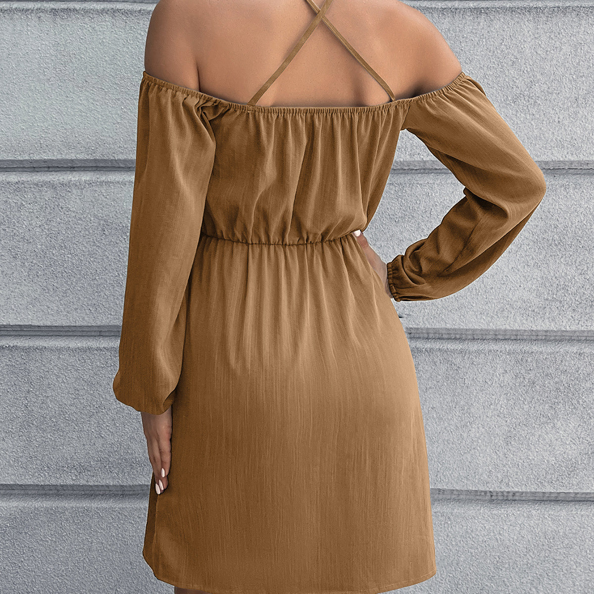 Cold-Shoulder Crisscross Mini Dress
