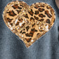 Heart Leopard Sequin Round Neck Sweatshirt